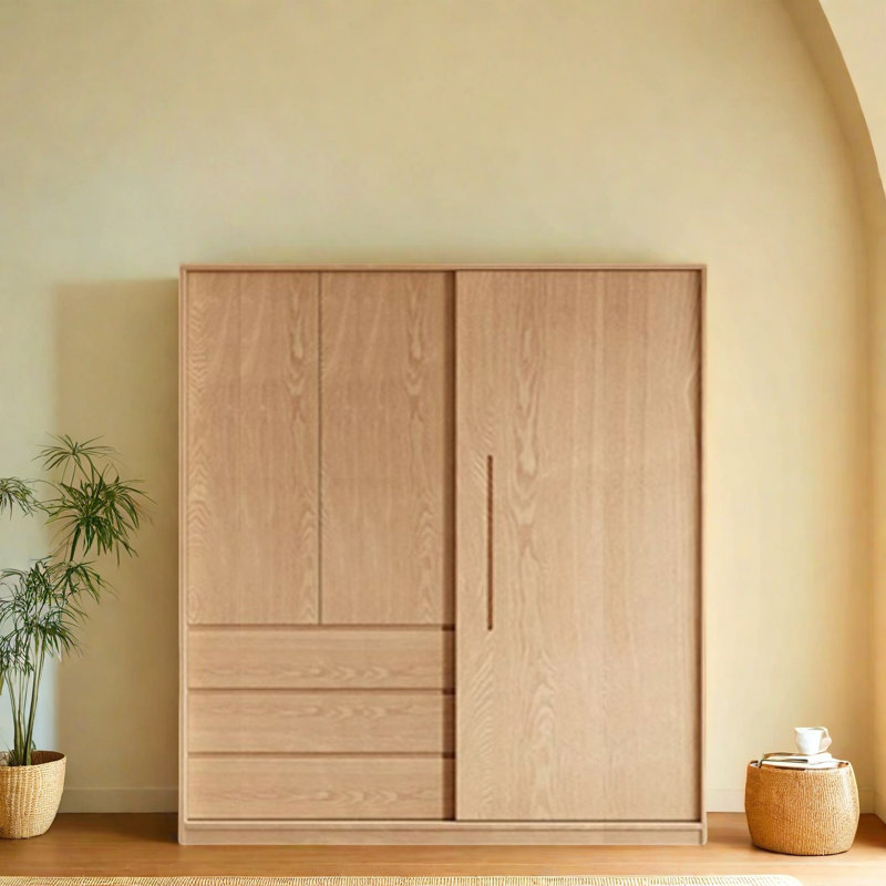 Simple Wooden Colour Wardrobe, 78.74"H x 70.87"W x 23.62"D