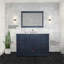 Meuble-lavabo simple bleu marine 48 po X P 22 po D, dessus en marbre de Carrare et ensemble de robinet