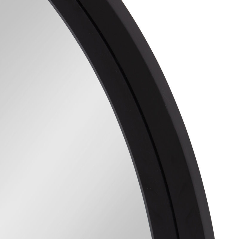 Arranjeet Modern Round Wall Mirror, Black, 31.5" x 31.5"