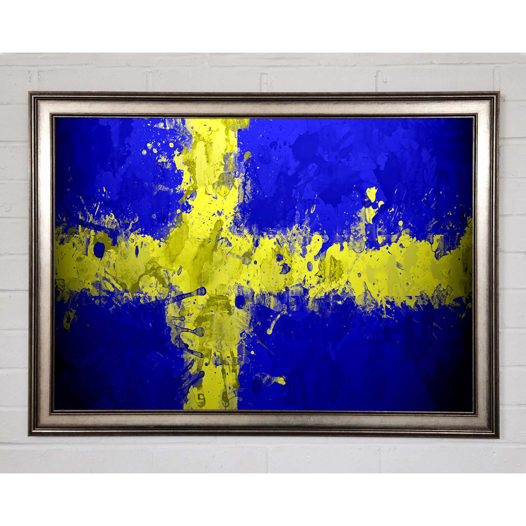 Schweden Grunge Flagge Gerahmter Druck