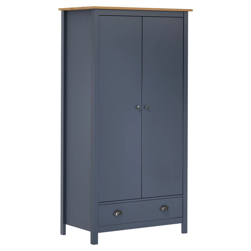 Funkhouser 2 Door Solid Wood Wardrobe, Grey