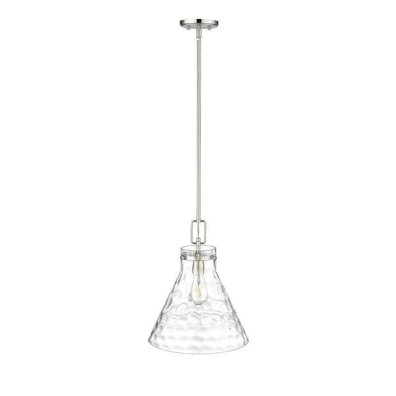 Luminaire suspendu conique à 1 lumière Kamaj, Nickel poli