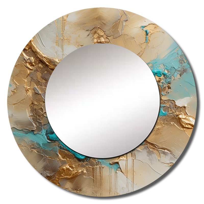 Paxtyn or bleu liquide encre liquide II - miroir décoratif en marbre, 29 po x 29 po