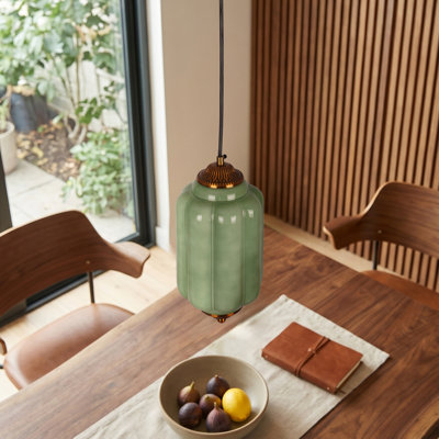 Lampe suspendue verte simple en fer vert bronze et fer pour la salle à manger de la chambre à coucher