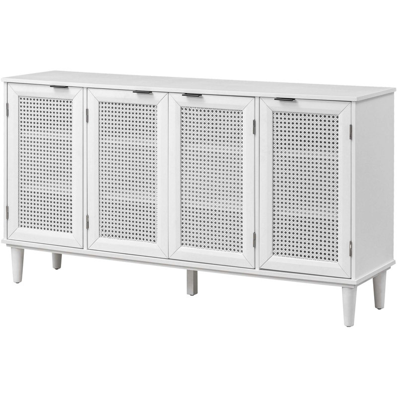 Grand buffet avec espace de rangement discret, Blanc