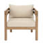 Fauteuil club d'extérieur en bois d'acacia de qualité supérieure avec coussins hydrofuges beiges - Fauteuil de patio brun clair
