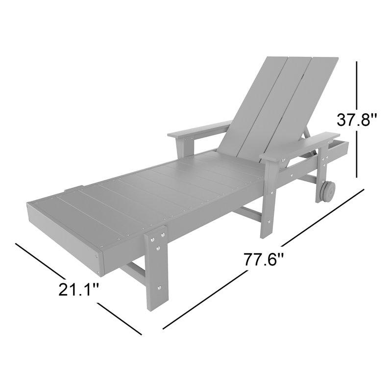 Joubert 77.6" Long Outdoor All-Weather Poly Reclining Single Chaise, White