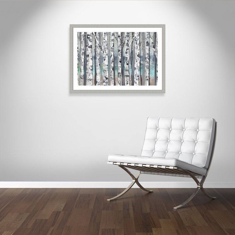 Addieville Birch Trees Gray' Framed Print