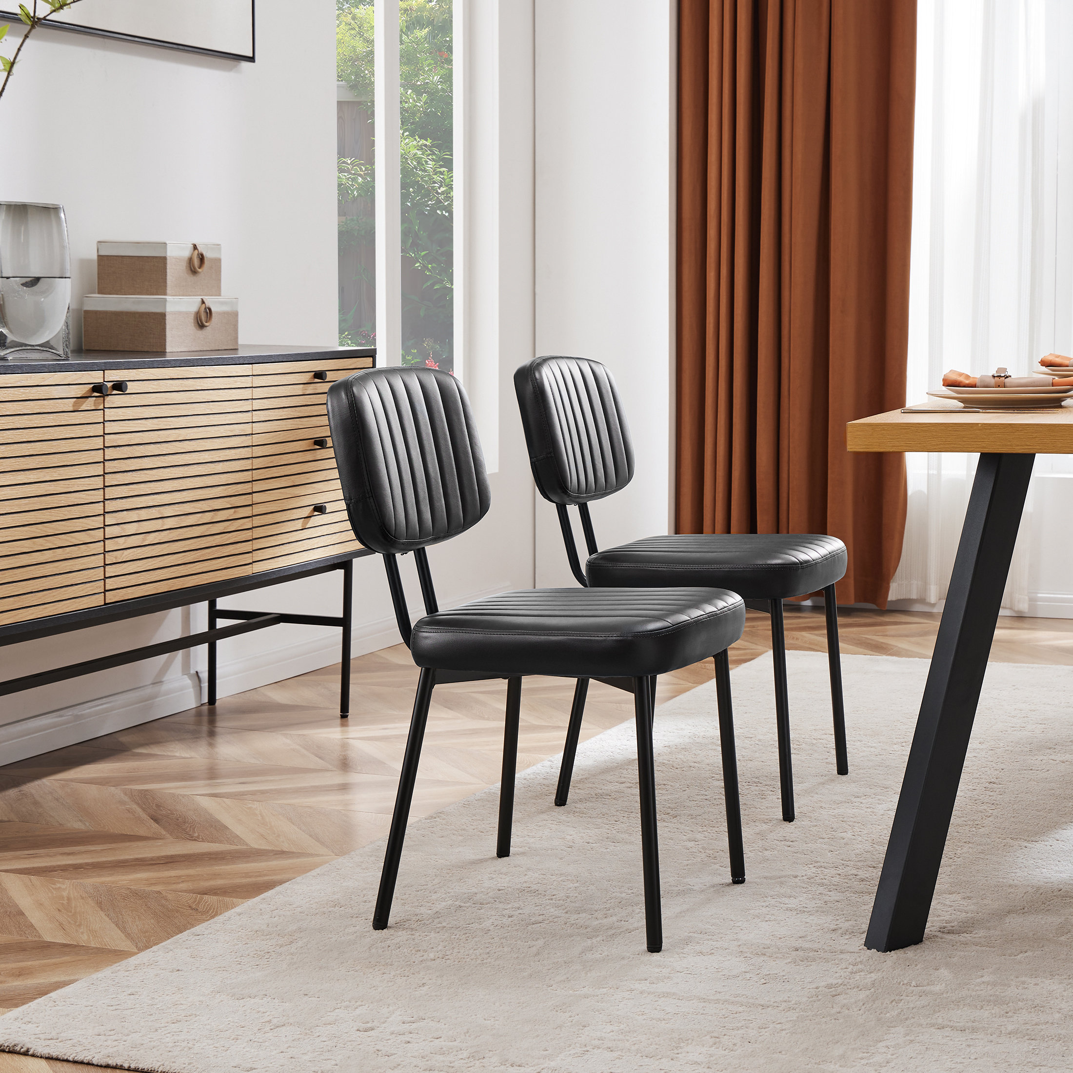 George Oliver Modern Upholstered PU Leather Dining Side Chair