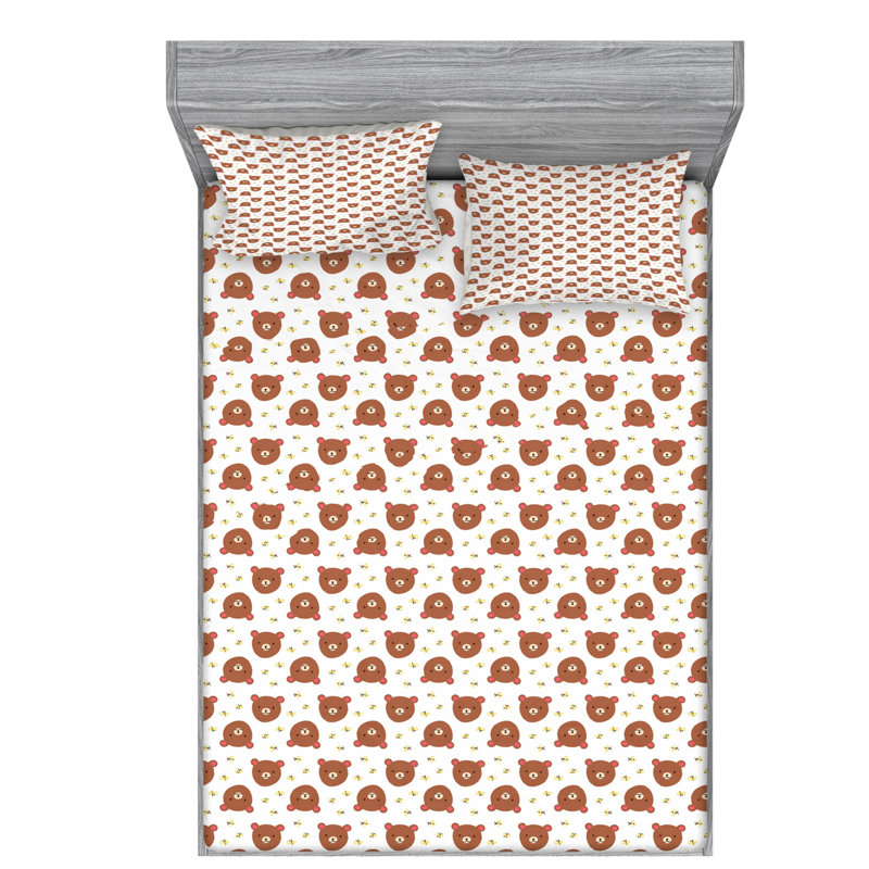 Animal Microfiber Sheet Set, Queen Sheet Set with Fitted Sheet