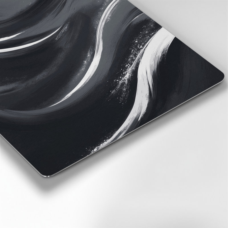 Abstrait paysage 90, art mural noir en métal