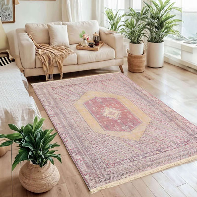 Faded Blush Grand Medallion Area Rug