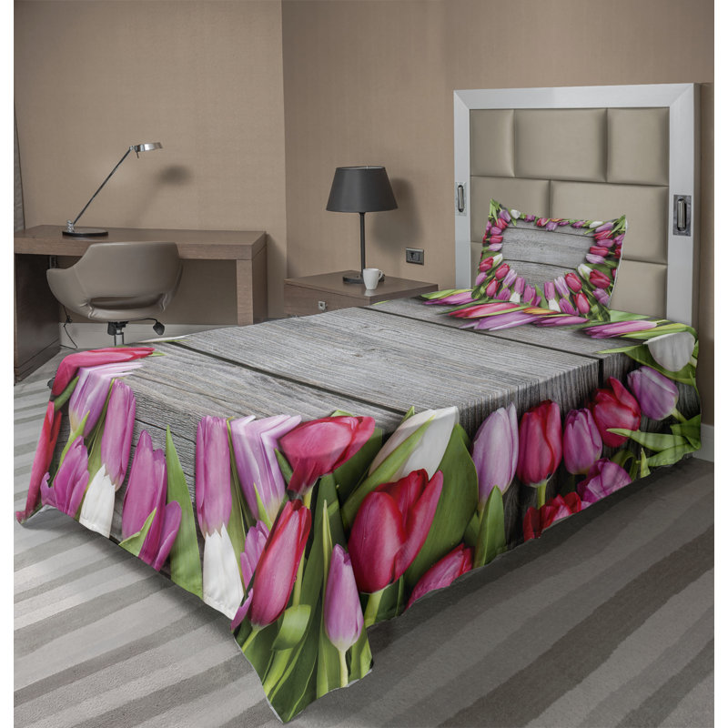 Microfiber Floral Sheet Set, Twin XL Sheet Set + Fitted Sheet + 1 Pillowcase