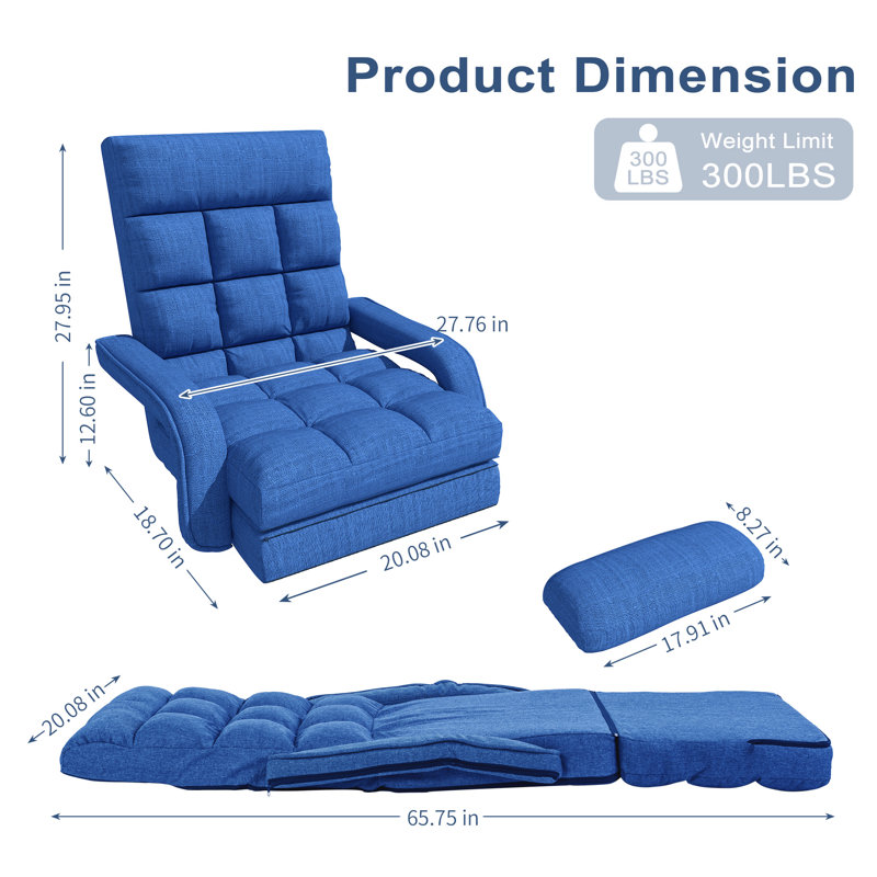 Adjustable Reclining Erogonomic Floor Game Chair With Meditation Armrest, Blue