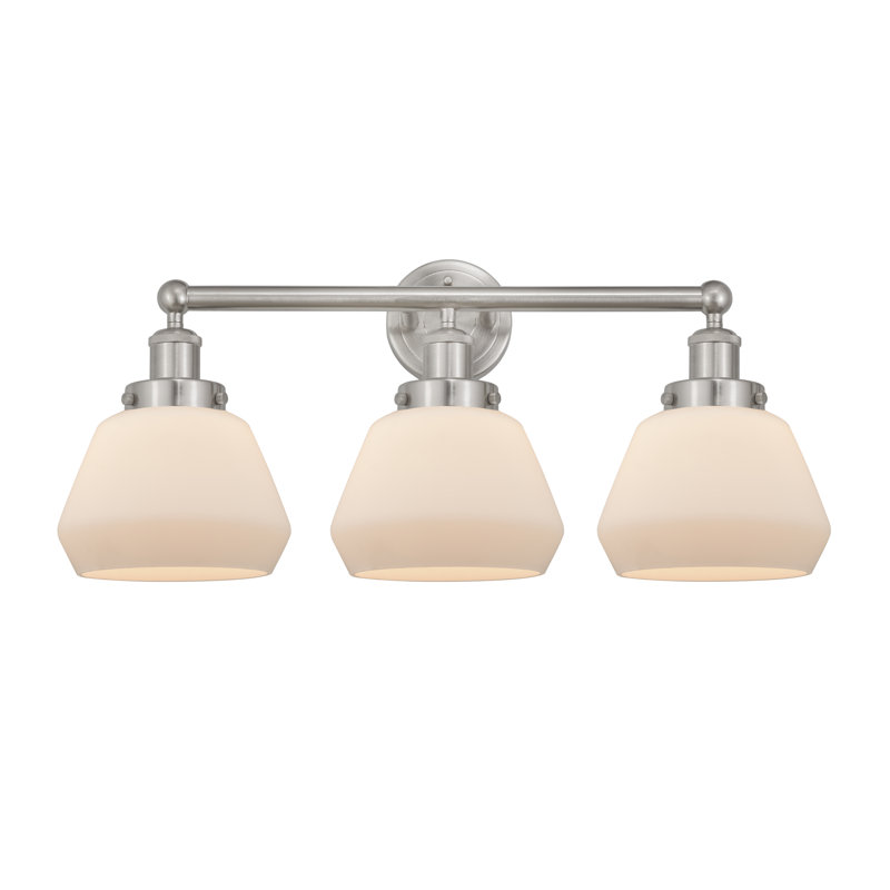 Éclairage de salle de bain à 3 lumières à intensité variable Rivka, Blanc mat, Nickel satiné brossé