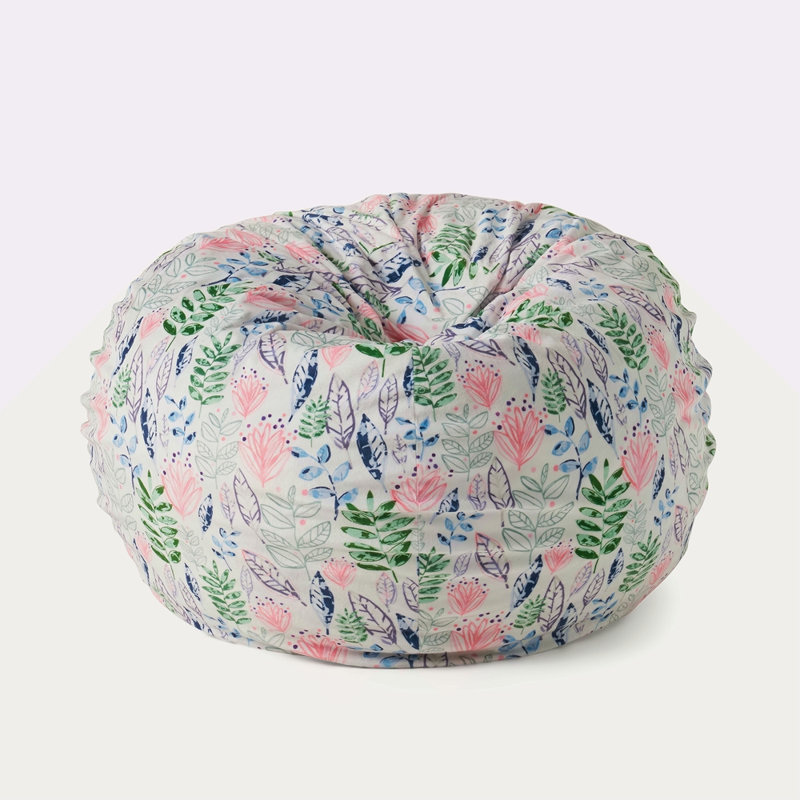 3 Foot Rounded Bean Bag, Leaf Print