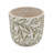 Gray Sand and Cement Planters with Etched Green Floral Motif