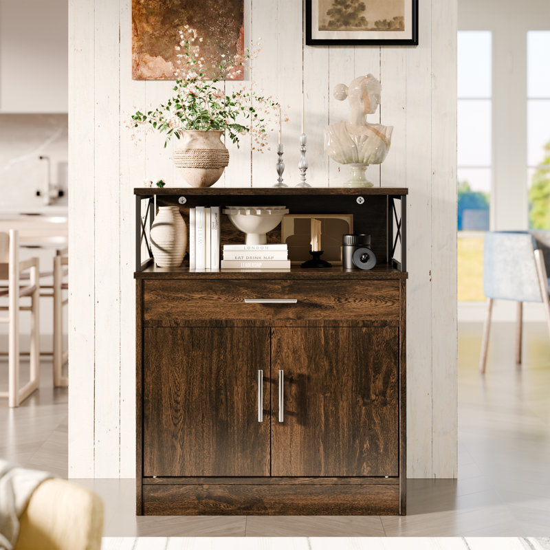 Abriah 31.4" Wide Sideboard Buffet Cabinet, Brown
