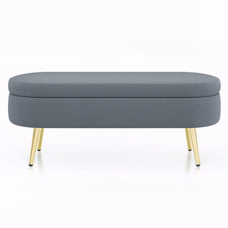 Banc de rangement repose-pieds ovale, Gris foncé, Gris foncé
