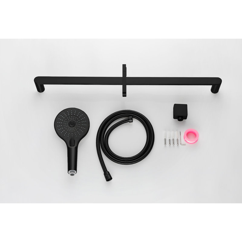 28-Inch Slide Bar Handheld Shower, 59-Inch Hose, Matte Black, Stainless Steel, Adjustable Shower Head For A Refreshing Experience With Hose And Bar, Comfortable Bath