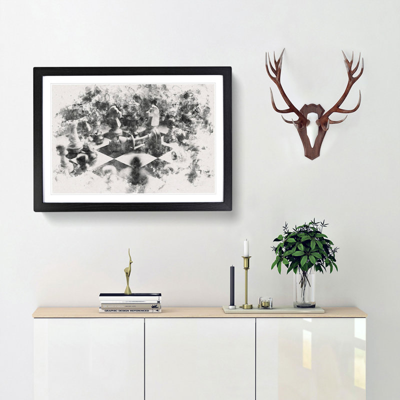 Chess Checkmate - Picture Frame Painting Print, 36cm H x 48cm W x 2cm D, Black Framed
