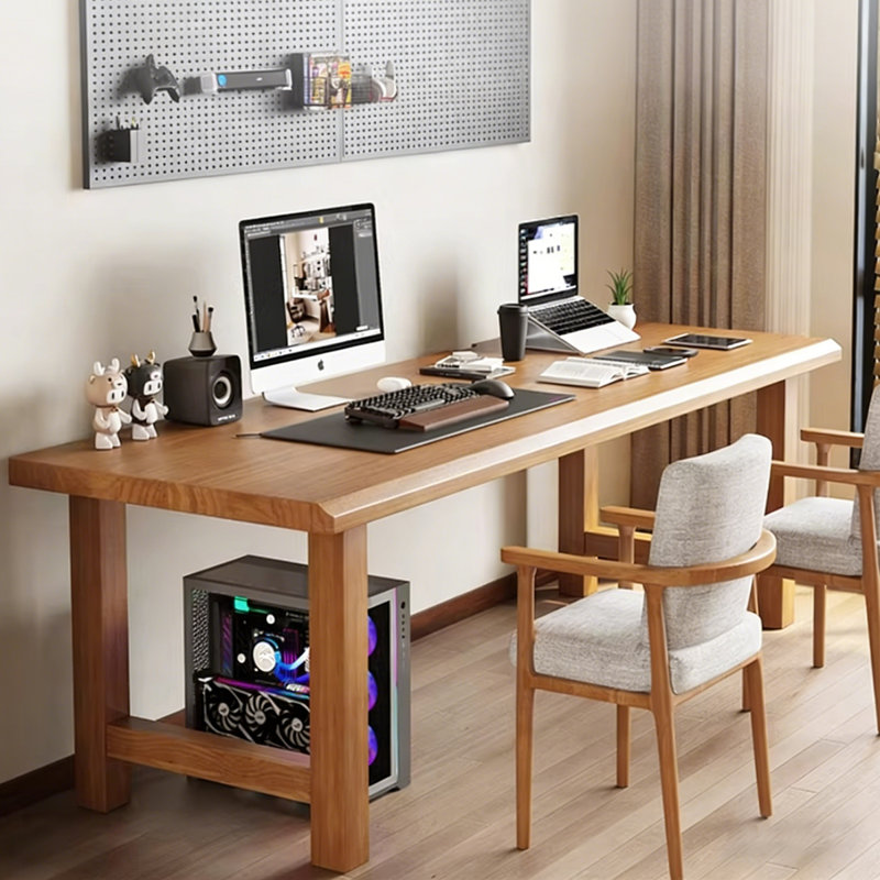Bureau rectangulaire en bois massif Burlywood, 29.53"H×70.87"L×31.5"W