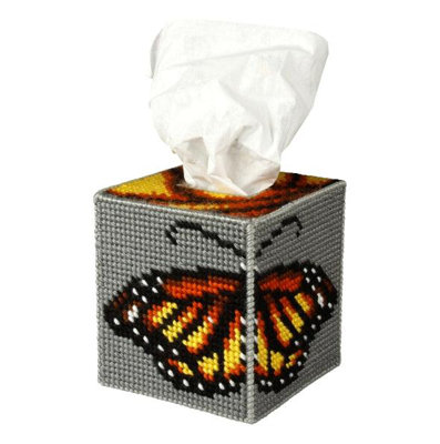 Tissue box cover - Needlepoint (halfstitch) kit Butterfly 5102