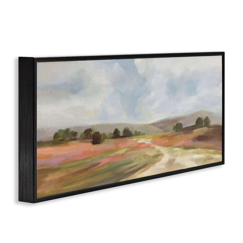Giclée encadrée de Scenic Wide Fields, design par Silvia Vassileva, H 10 po x l 24 po, Giclée encadrée noir minuit