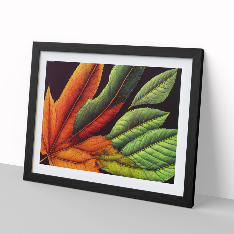 Extravagant Leaf - Single Picture Frame Print, 25cm H x 34cm W x 2cm D, Black