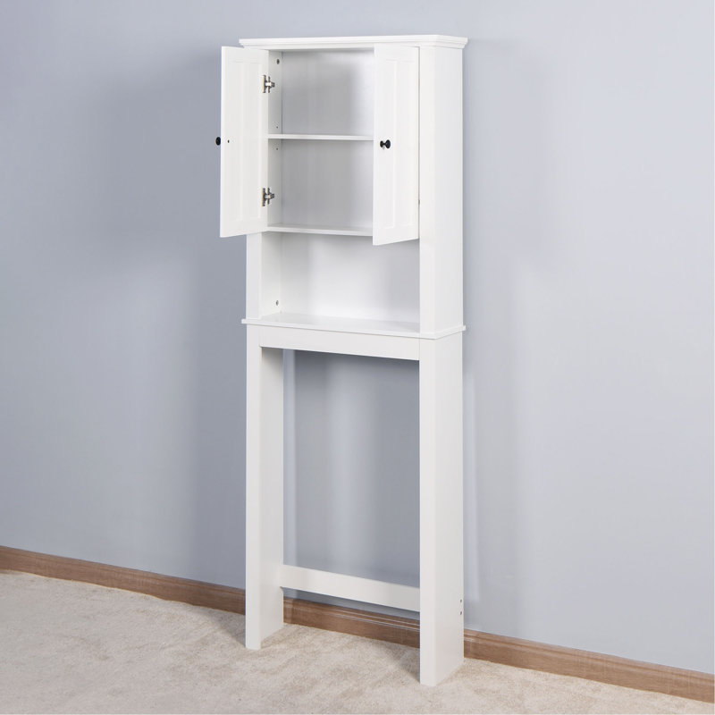 Bathroom Wooden Storage Cabinet Over-The-Toilet Space Saver With A Adjustable Shelf 23.62X7.72X67.32 Inch