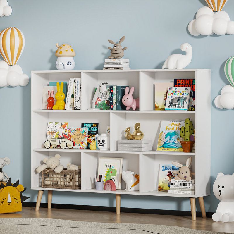 Adisyn No Subject Bookcase, 55.1" H x 42.5" W x 9.4" D, French White