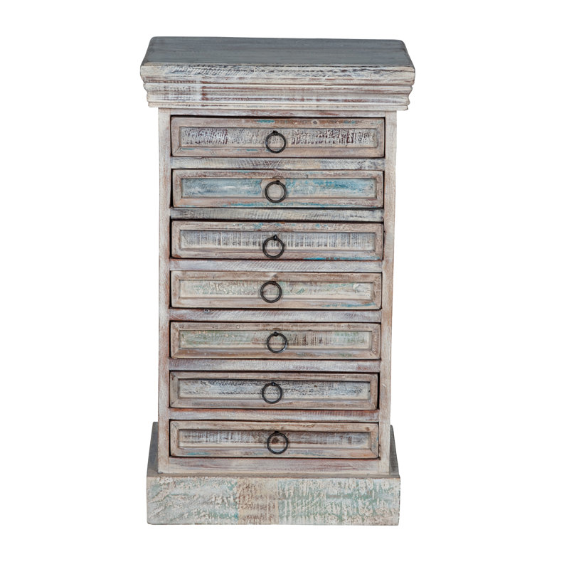 Solid Wood Jewelry Armoire, White Washed