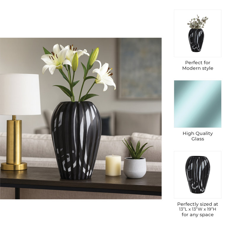 Minerva Handmade Glass Table Vase, 19" H x 13" W x 13" D