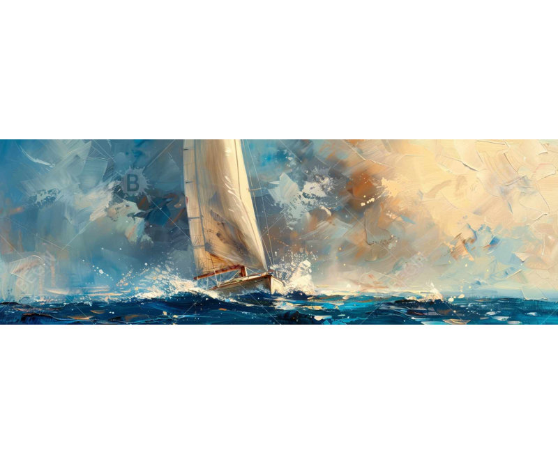 Petite vague - Toile encadrée turquoise pour la décoration intérieure