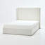 Lit rembourré King Size avec tête de lit à oreilles de 133 cm, élégant et luxueux, toile, structure en métal, montage rapide, sommier requis, design moderne et épuré, cadre rembourré en mousse, facile à monter