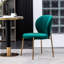Chaise de salle à manger rembourrée en velours - Assise ronde de style contemporain avec dossier incurvé en mousse dense et brillante Support en métal doré l 19 po x P 22,5 po x H 30,5 po-205130596