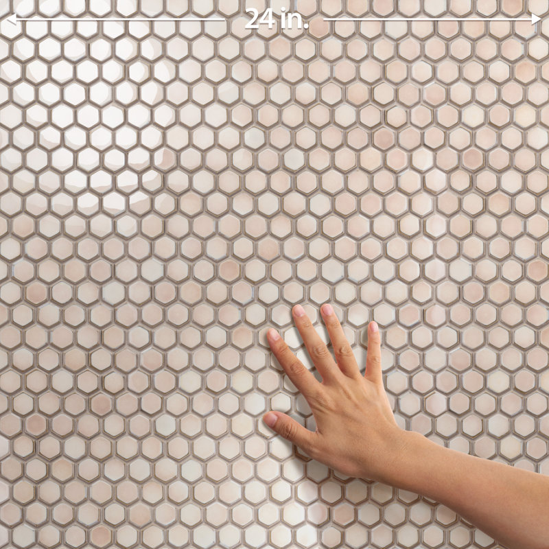 Hudson 1" x 1" Porcelain Honeycomb Mosaic Wall & Floor Tile, Truffle
