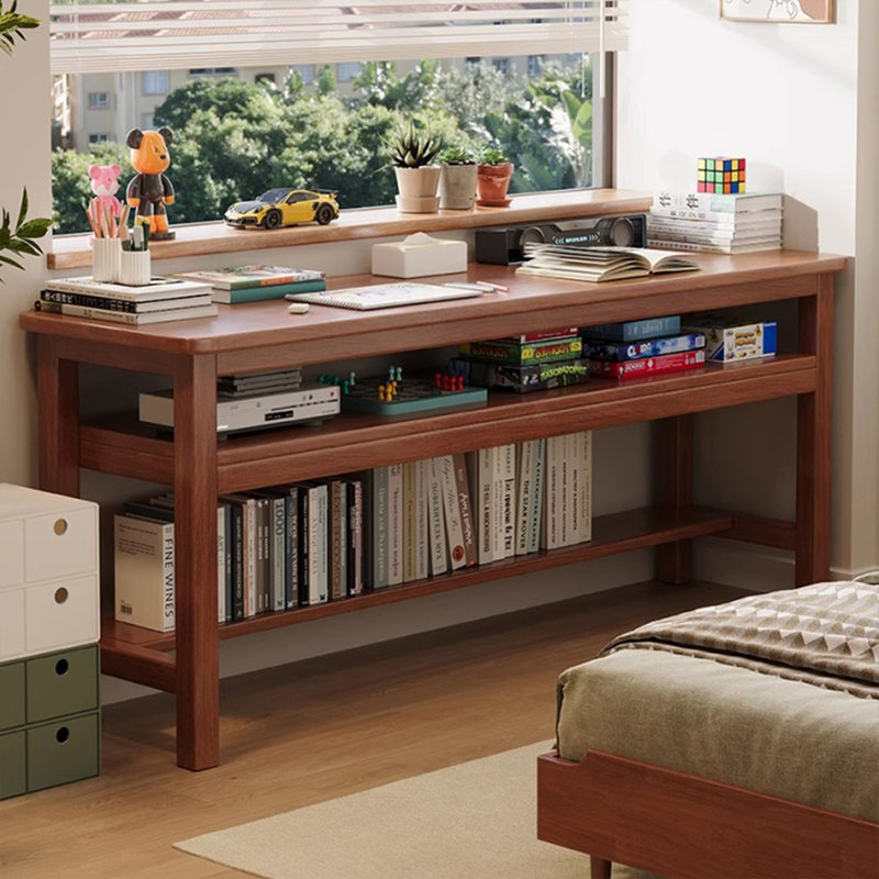 Maroon Rectangular Solid Wood desk, 29.53" H x 55.12" W x 15.75" D