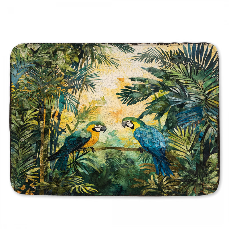 Tapis de bain Tropical Parrots In Jungle, L 34 po x L 21 po