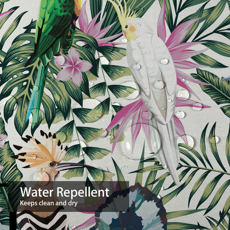 Rideau de douche à 12 crochets Tropical Parrot Jungle, L 72 po x l 84 po