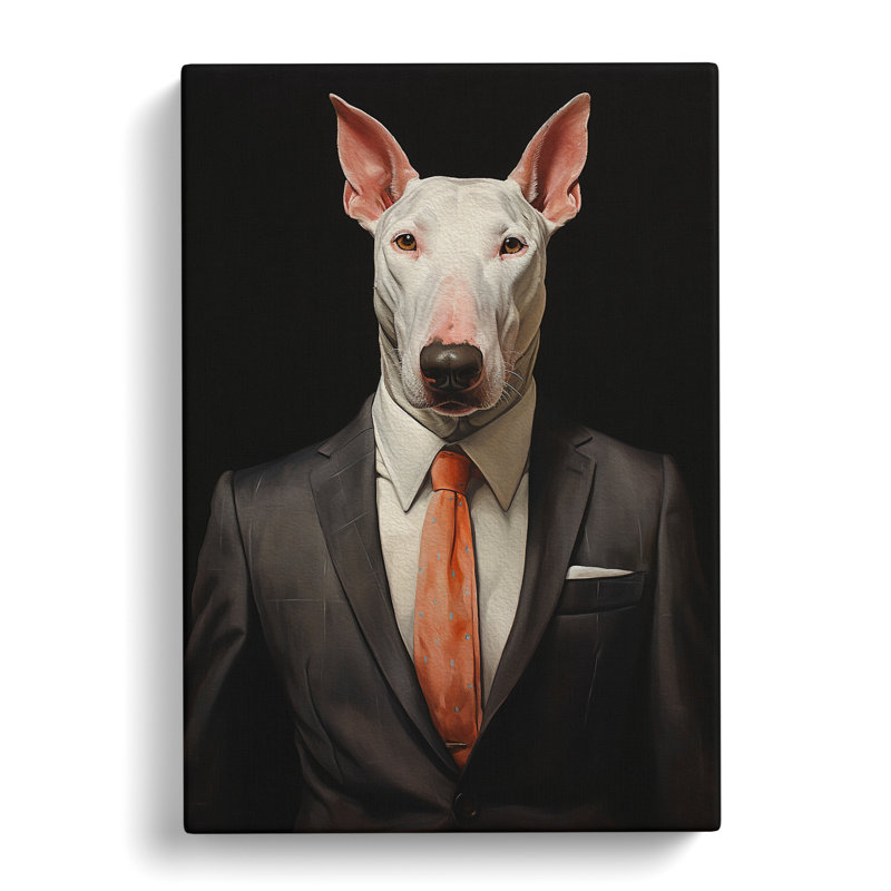 English Bull Terrier in a Suit Painting No.2 - Wrapped Canvas, 60cm H x 40cm W x 3cm D