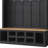 Farmhouse Hall Tree with 13 Compartments and Wide Bench (Black)-1860025516