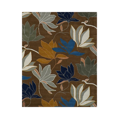 Tapis oriental brun touffeté à la main