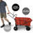 Zenithen Steel Large Folding Sports Camping Utility Yard Cart Portable Wagon With X-Large All Terrain Wheels, Red