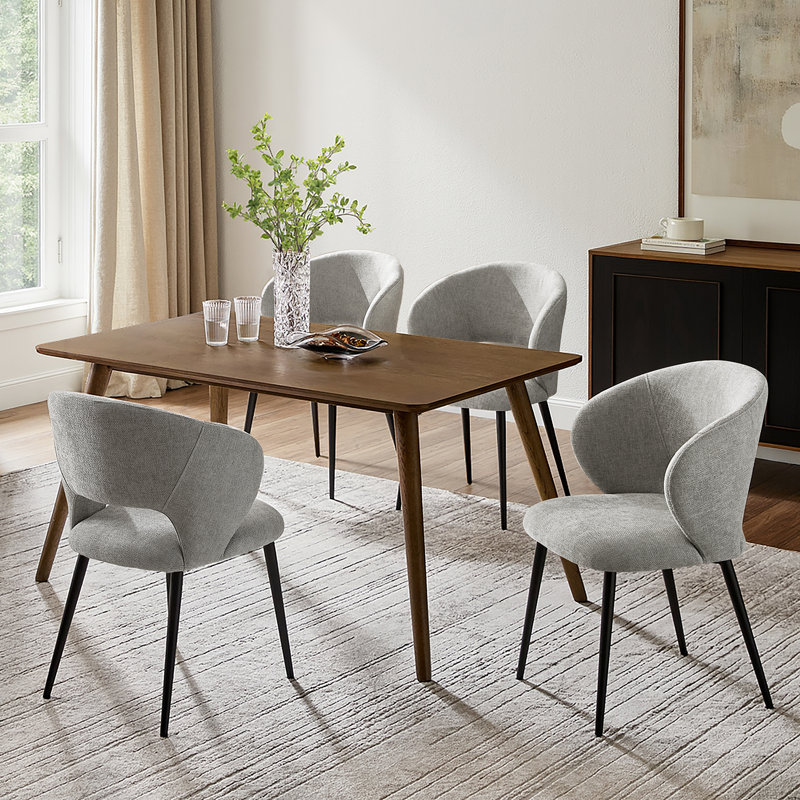 Angel Modern Dinning Chair With Metal Legs, 4, Gray