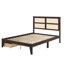 Structure de lit double avec tête de lit en rotin naturel, cadre de lit plateforme en bois avec 2 tiroirs, rangement spacieux sous le lit-1902143729
