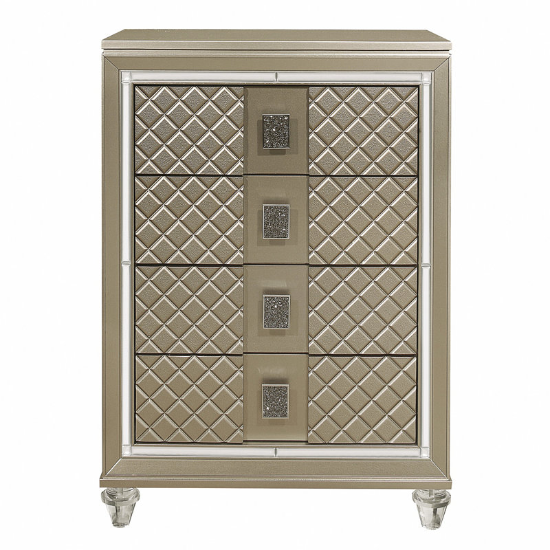 Glacieuse commode 1 pièce 4 tiroirs pieds de luxe en acrylique