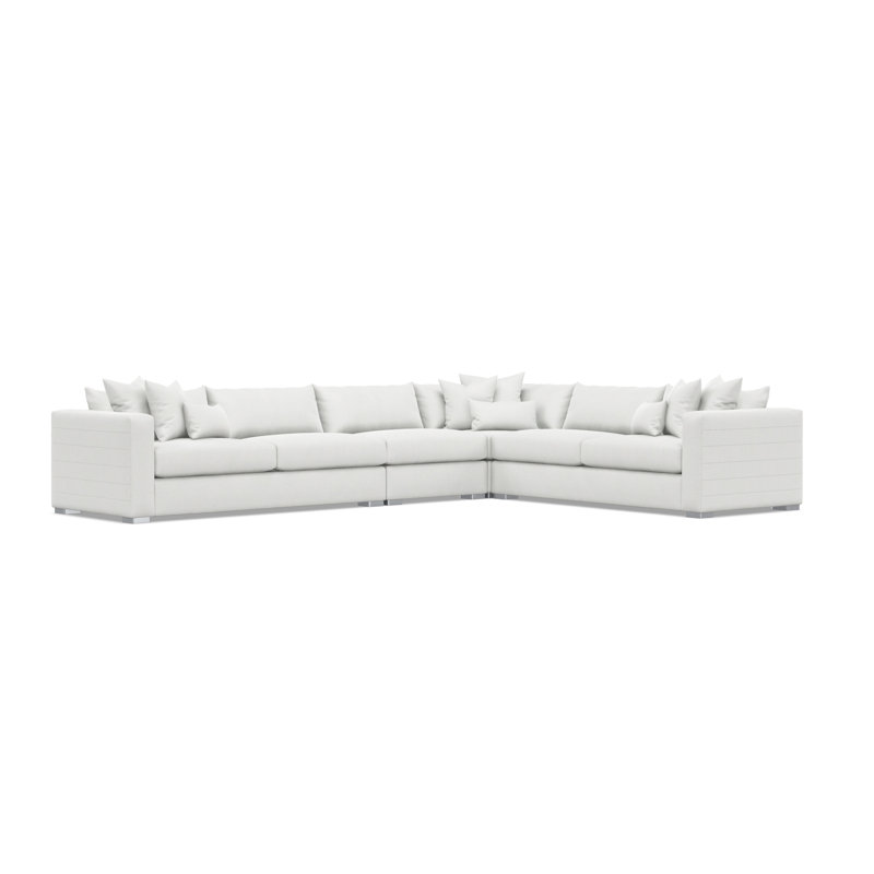 Bernhardt Helena 4-Piece Fabric Sectional, 32.5" H x 157" W x 120.5" D, White Polyester