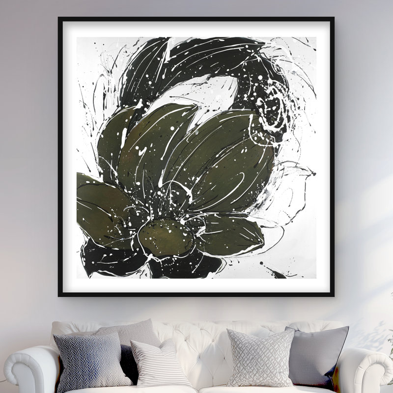 «Abstract Flower with Paint Splash», reproduction encadrée florale