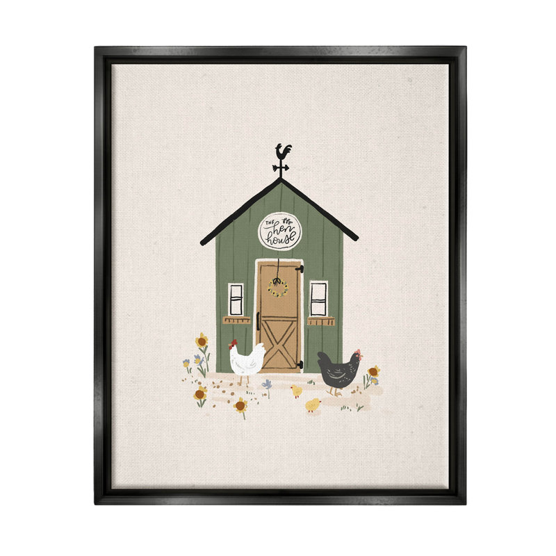 «Green Hen House Chicken Farm», art mural sur toile flottante par Loni Harris, H 21 po x l 17 po x P 1,7 po